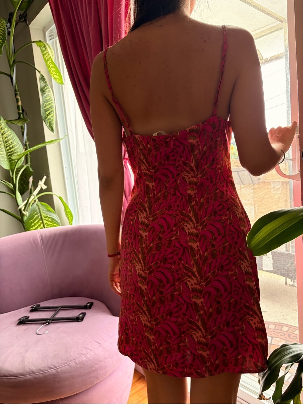 Urban outfitters Neck Slip Dress in Pink Floral Print - Picture 2 of 3